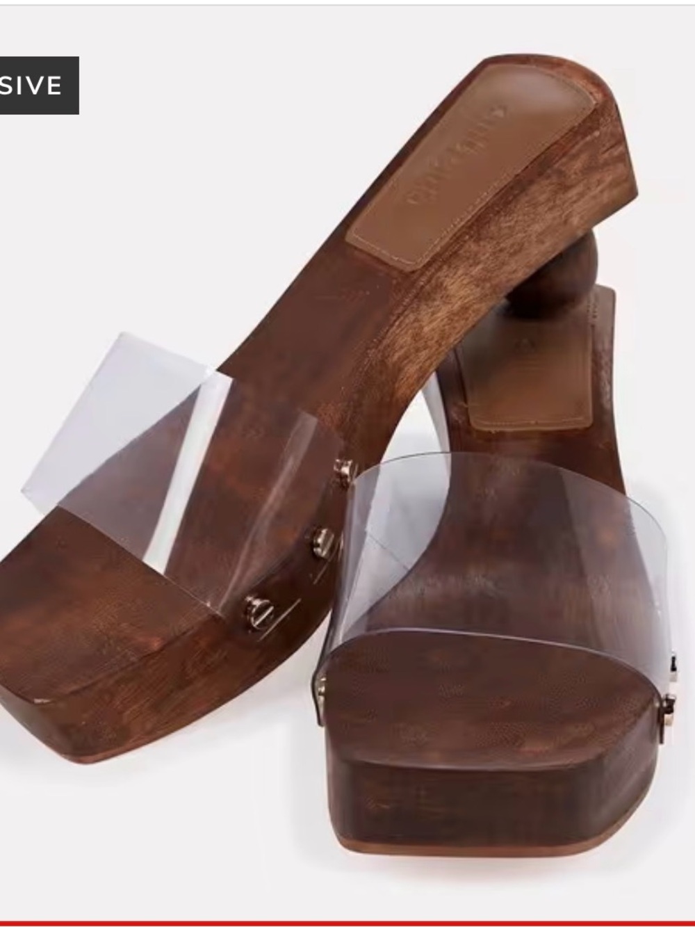 Cult Gaia Nia clear strap wooden sandals 8 - Picture 2 of 9
